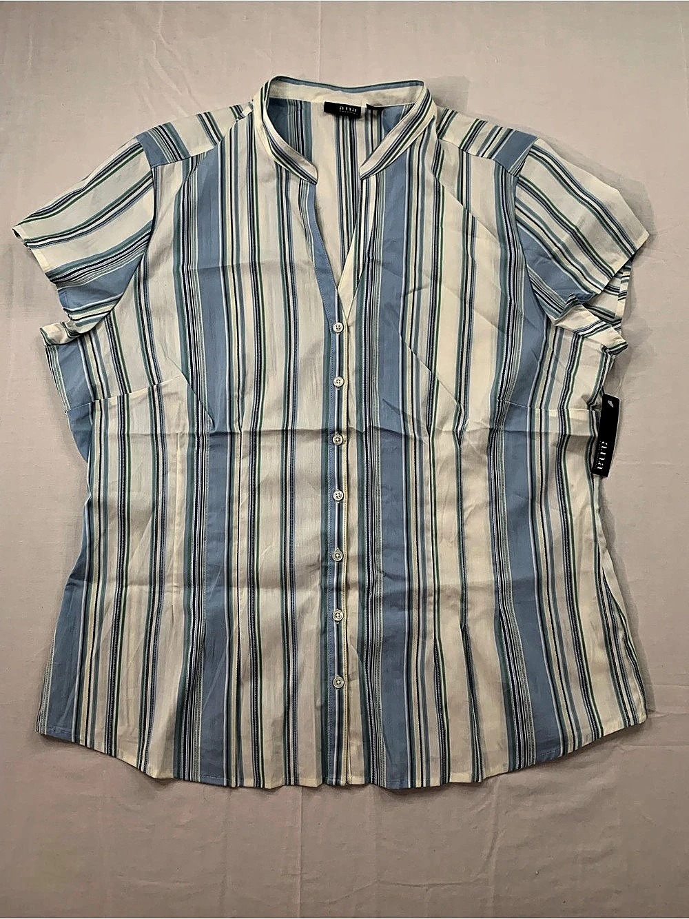 a.n.a Striped Button Down Top in Blue & White XL NWT